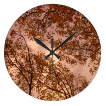 'Burgundy Autumn Abstract' Wall Clock