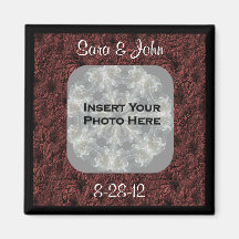 Burgundy Daisies Photo Wedding Magnet