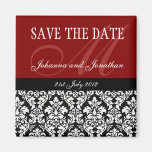 Burgundy Damask Monogram Save The Date Magnets