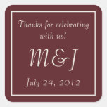 Burgundy Monogrammed Wedding Favour Label Stickers