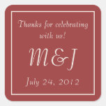 Burgundy Monogrammed Wedding Favour Label Stickers