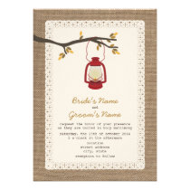 Burlap Inspired / Oil Lantern Camping Fall Wedding invitations