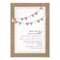 Burlap Inspired Patterned Bunting Wedding invitations