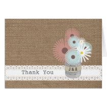 Burlap Inspired Tin Can Monogram Thank  You cards