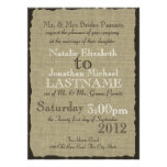 Burlap Look Rustic Wedding Custom Announcements