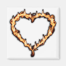 Burning Heart (White Background) Fridge Magnet