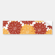 Burnt Orange and Orange Flower Blossoms Flora Bumper Sticker