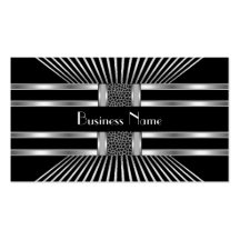 Business Card Black White Silver Stripe 2