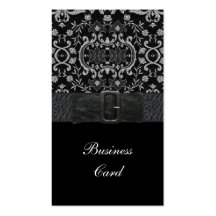 Business Card Brocade Black Leather Belt Buckle