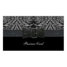Business Card Brocade Black Leather Belt Buckle