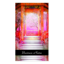 Business Card Elegant Asian Scene Silver Pink