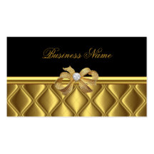 Business Card Elegant Gold Bow Tile Trim Black