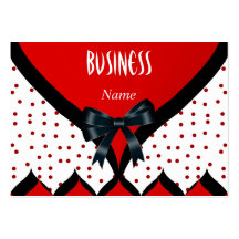 Business Card Modern Black Red White Bow Spot