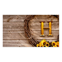 Business Card Western Theme Wreath Letter H
