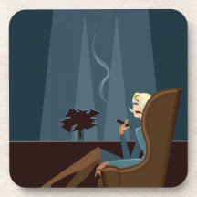 Businesswoman Smoking Cigar Beverage Coaster