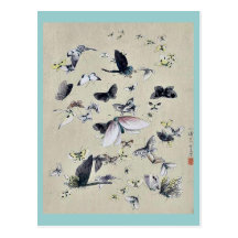 Butterflies and moths Ukiyoe Postcard