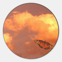 Butterflies in the Sky Round Stickers