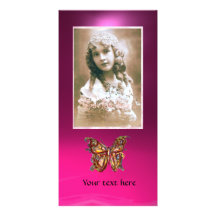 BUTTERFLY AMETHYST PINK ,red purple Personalised Photo Card