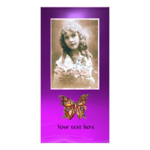 BUTTERFLY AMETHYST PURPLE ,red Photo Greeting Card