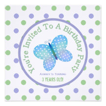 Butterfly And Polka Dot : Party Invitation