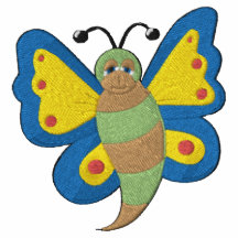 Butterfly Embroidery Pattern - Blue/Yellow/Green Polo