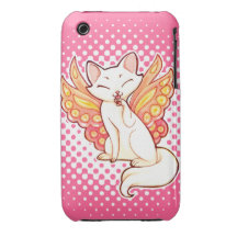 Butterfly Fairy Cat, Custom Pink iPhone 4 Case