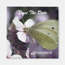 Butterfly & Flowers Save the Date Magnet