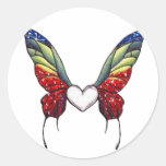 Butterfly Heart Round Stickers