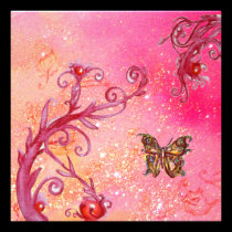 BUTTERFLY IN PINK SPARKLES 2 Elegant Wedding Party invitations