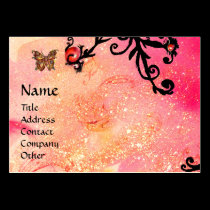 BUTTERFLY IN SPARKLES, PINK,BLACK SWIRLS MONOGRAM business cards