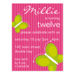Butterfly Invitation [lime + pink] Postcard