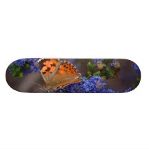 Butterfly on Blue Skateboard Deck