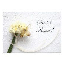 butterfly on flower bouquet bridal shower invite