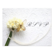 butterfly on flower bouquet wedding RSVP Personalized Invite