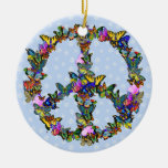 Butterfly Peace Symbol Christmas Tree Ornament