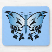 Butterfly Skull - Blue Mousepads