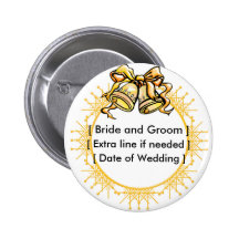 Button: Golden Weddiing Bells - Customised