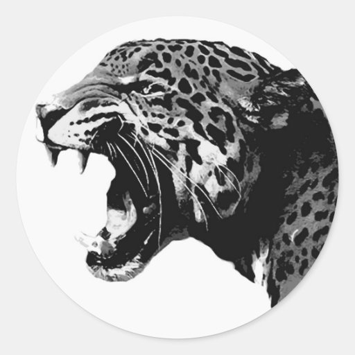 BW Jaguar Round Stickers