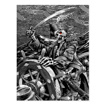 BW Skeleton Pirate Postcard