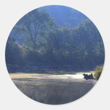 By the River Round Stickers