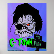 C-Town 901 Pine "AWOL Skull" Purple Posters