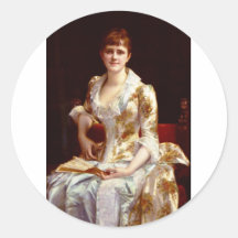 Cabanel Alexandre Portrait Of Young Lady Round Stickers