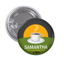 Cafe Staff ID Name Tags Coffee Shop Coffee Cup Buttons