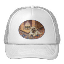 Cairn Terrier by Cosy Fireplace Mesh Hat
