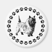 Cairn Terrier with Pawprints Fridge Magnets