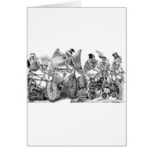 Calavera Bicyclists circa late 1800's Mexico Greeting Card