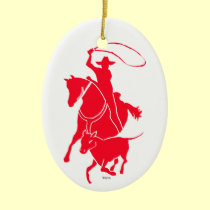 Calf Roper Red ornaments