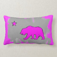California flag neon pink bear decor pillow