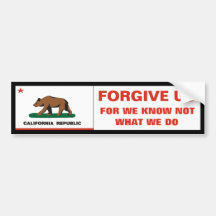 California: Forgive Us Bumper Sticker