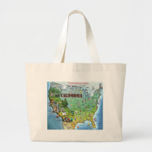 California USA Map Canvas Bag